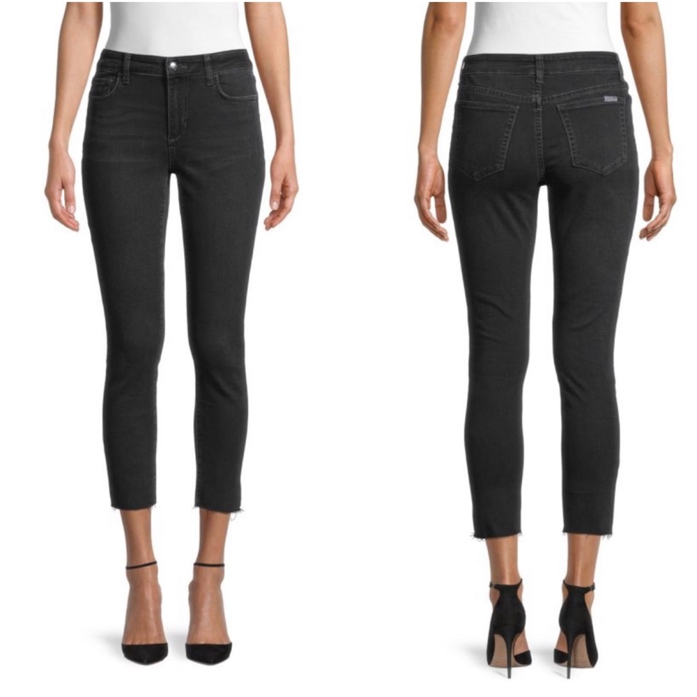 Joe’s Jeans Black Frayed Hem Curvy Skinny Crop Jeans